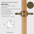 Leather Wrapped Solid Brass Door Lever Set, European Mortise