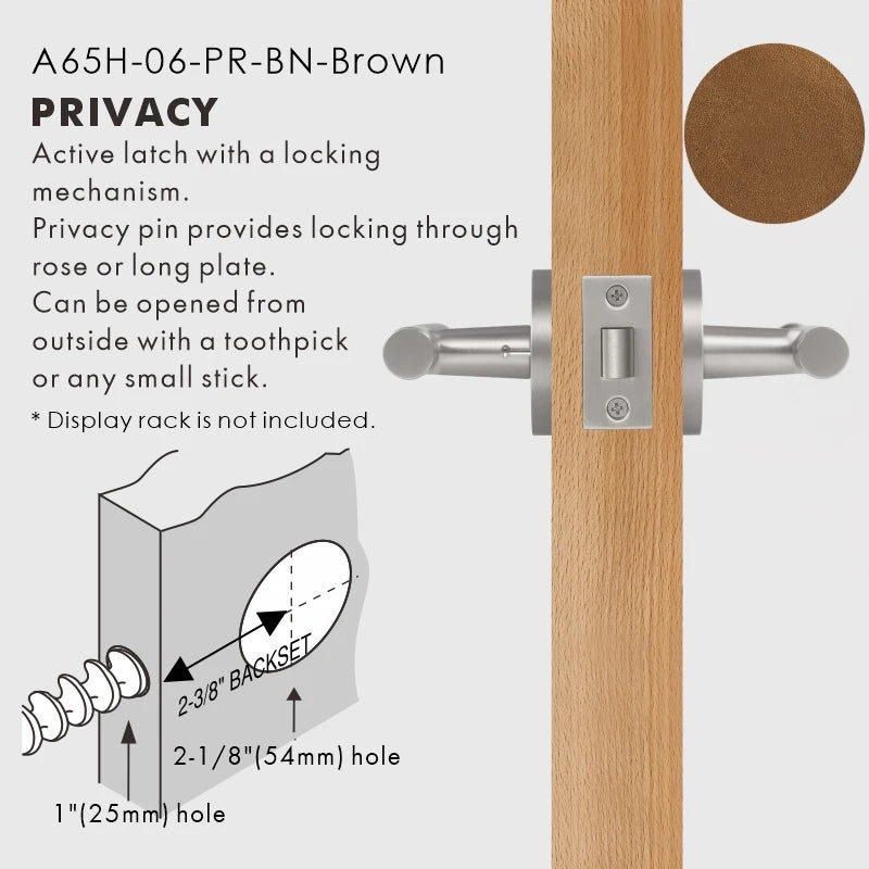 Leather Wrapped Solid Brass Door Lever Set, US Standard