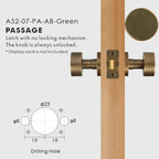 Round Solid Brass Door Knob Set, European Mortise