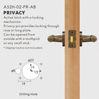 Diamond Knurled Solid Brass Door Lever Set, European Mortise