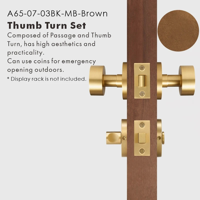 Round Solid Brass Door Knob Set, US Standard