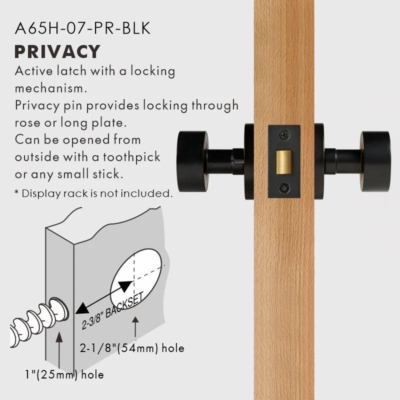 Round Solid Brass Door Knob Set, US Standard