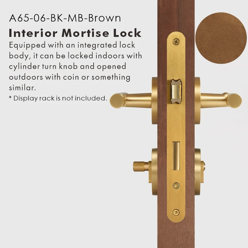 Leather Wrapped Solid Brass Door Lever Set, US Standard
