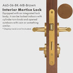 Leather Wrapped Solid Brass Door Lever Set, US Standard