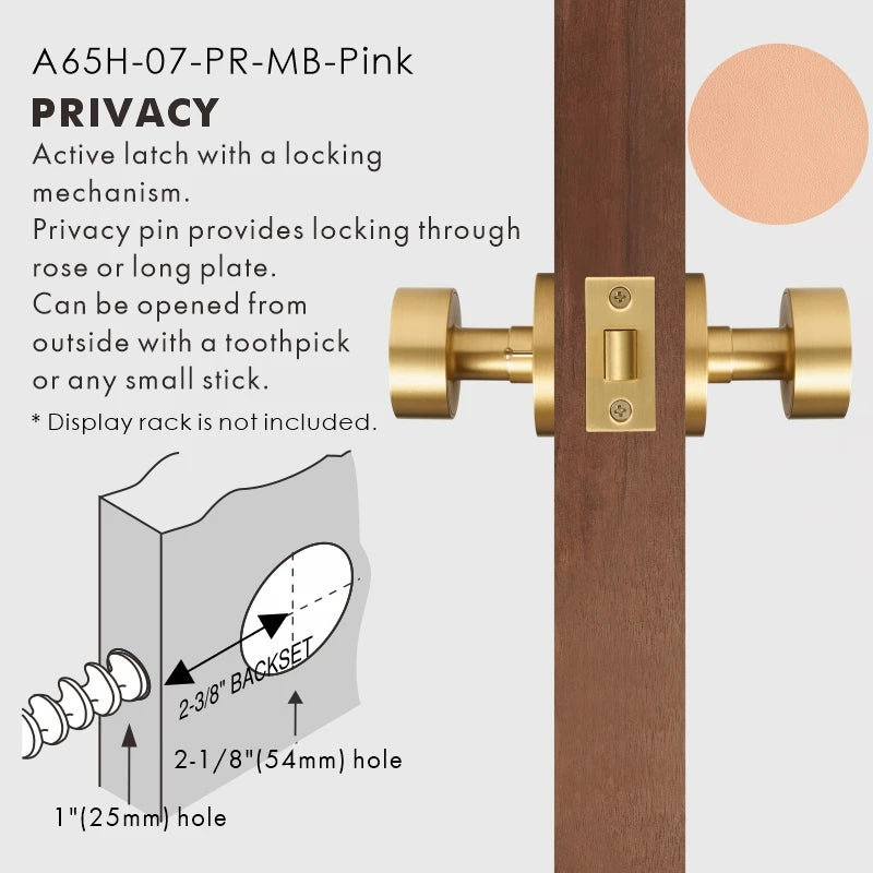 Round Solid Brass Door Knob Set, US Standard