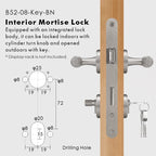 Classic Bar Solid Brass Door Lever Set, European Mortise
