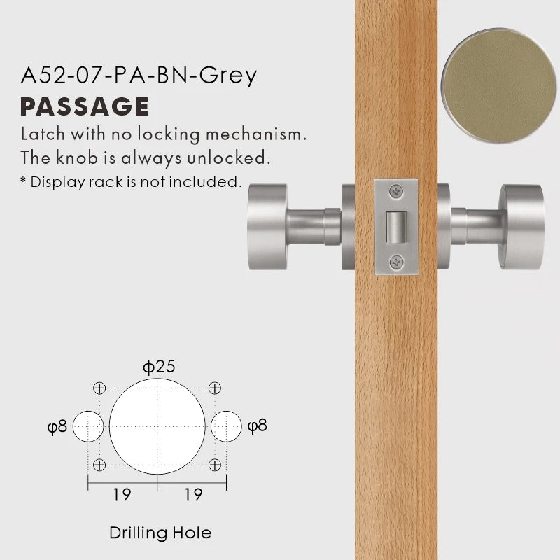 Round Solid Brass Door Knob Set, European Mortise