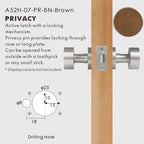 Round Solid Brass Door Knob Set, European Mortise