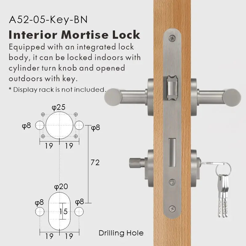 Plain Minimalist Solid Brass Door Lever Set, European Mortise