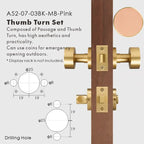 Round Solid Brass Door Knob Set, European Mortise