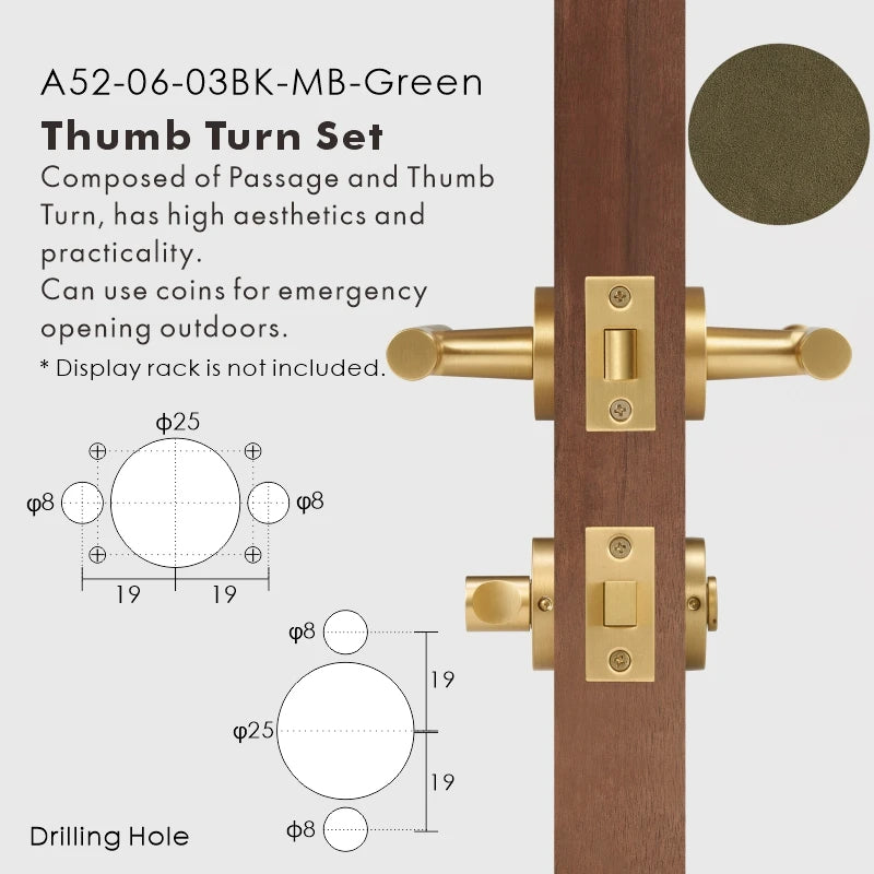 Leather Wrapped Solid Brass Door Lever Set, European Mortise