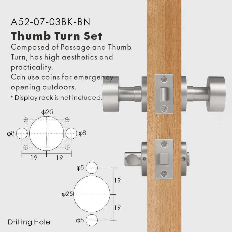 Round Solid Brass Door Knob Set, European Mortise
