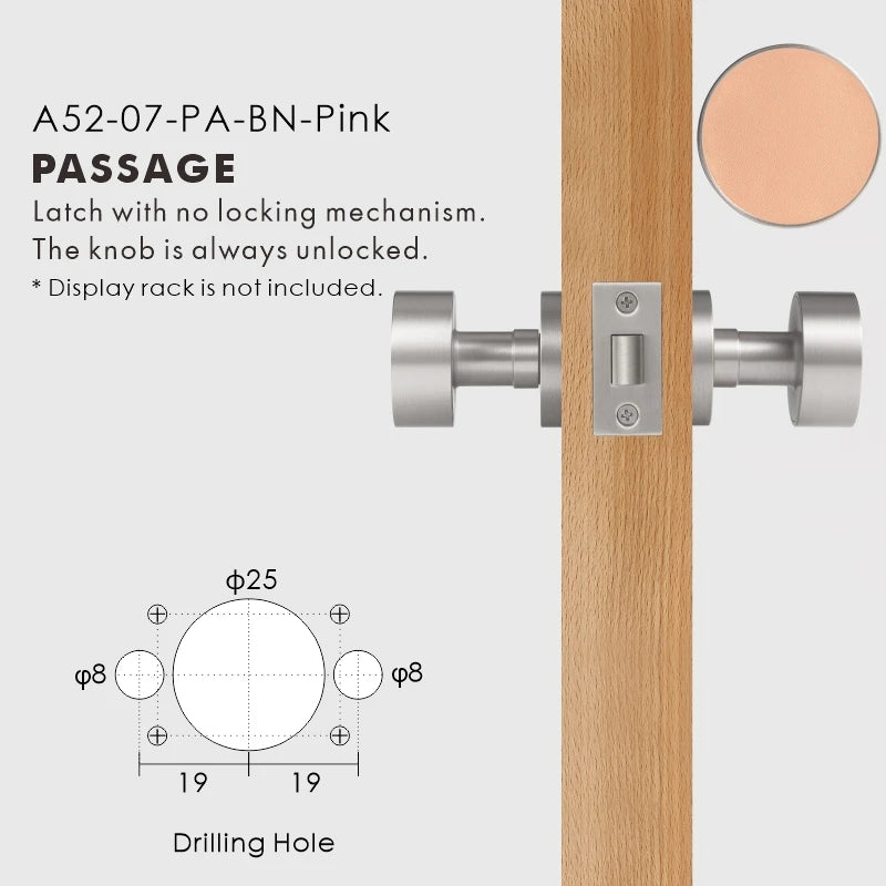 Round Solid Brass Door Knob Set, European Mortise