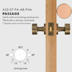 Round Solid Brass Door Knob Set, European Mortise
