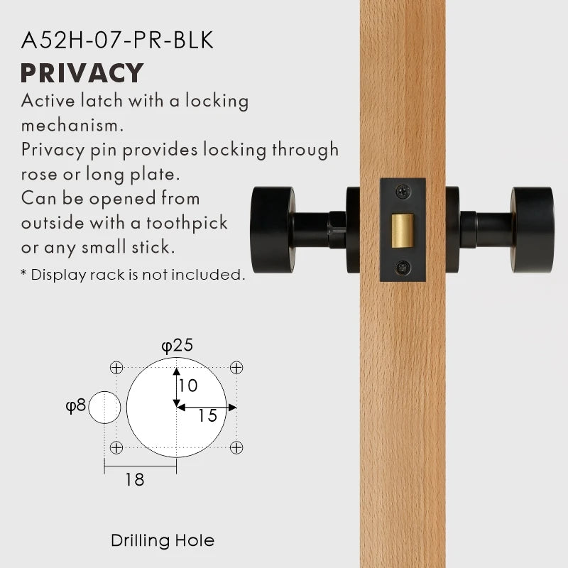 Round Solid Brass Door Knob Set, European Mortise