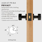 Round Solid Brass Door Knob Set, European Mortise