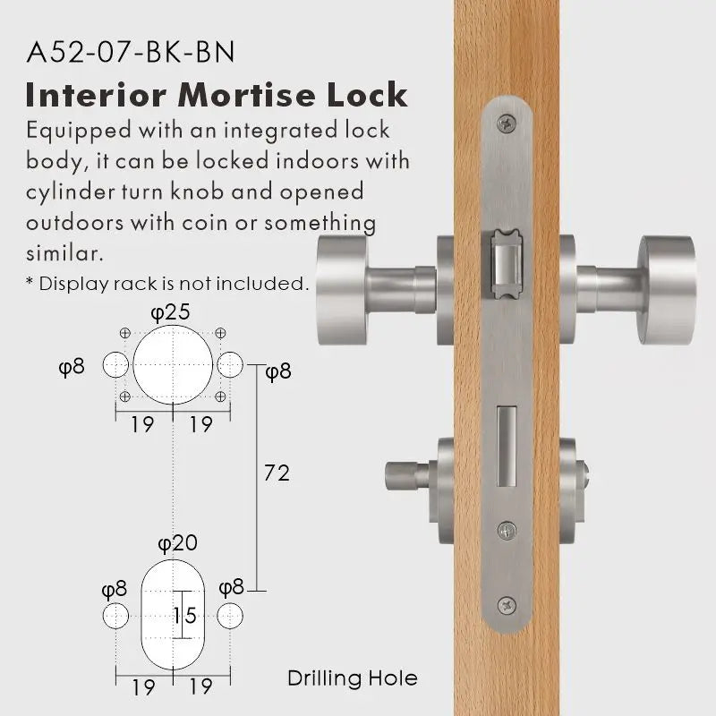 Round Solid Brass Door Knob Set, European Mortise
