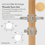 Leather Wrapped Solid Brass Door Lever Set, European Mortise