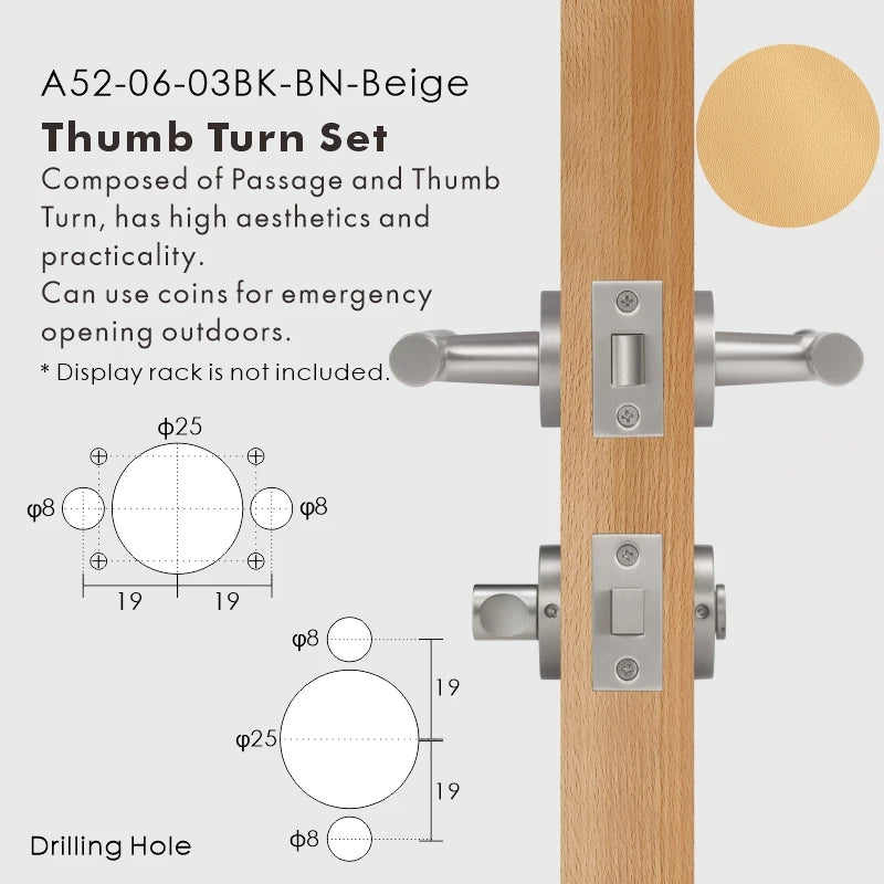 Leather Wrapped Solid Brass Door Lever Set, European Mortise
