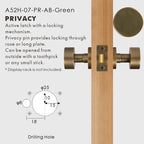 Round Solid Brass Door Knob Set, European Mortise