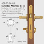 Plain Minimalist Solid Brass Door Lever Set, European Mortise