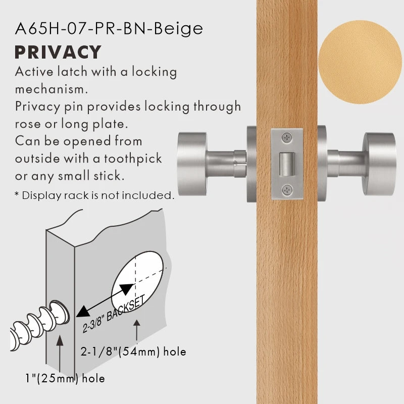 Round Solid Brass Door Knob Set, US Standard