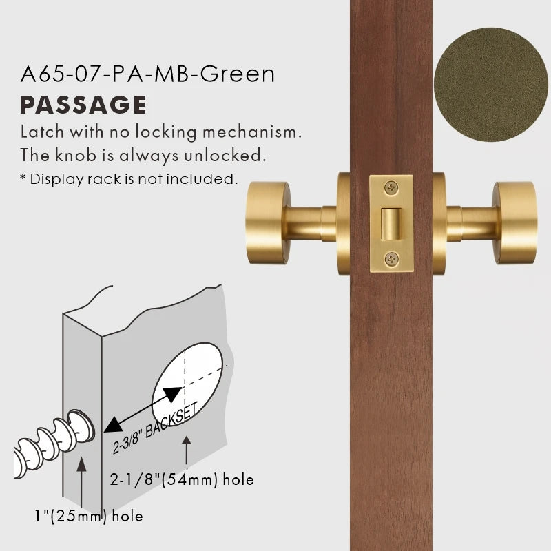 Round Solid Brass Door Knob Set, US Standard