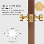 Round Solid Brass Door Knob Set, European Mortise