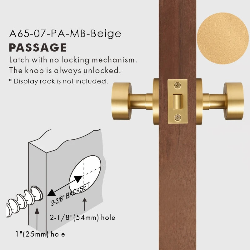 Round Solid Brass Door Knob Set, US Standard