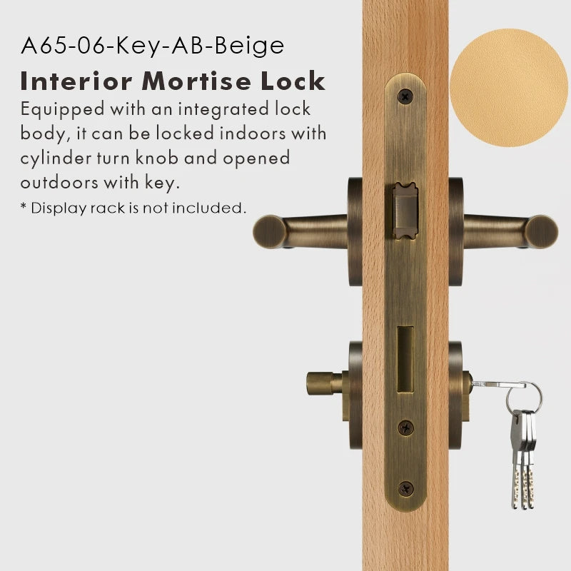 Leather Wrapped Solid Brass Door Lever Set, US Standard