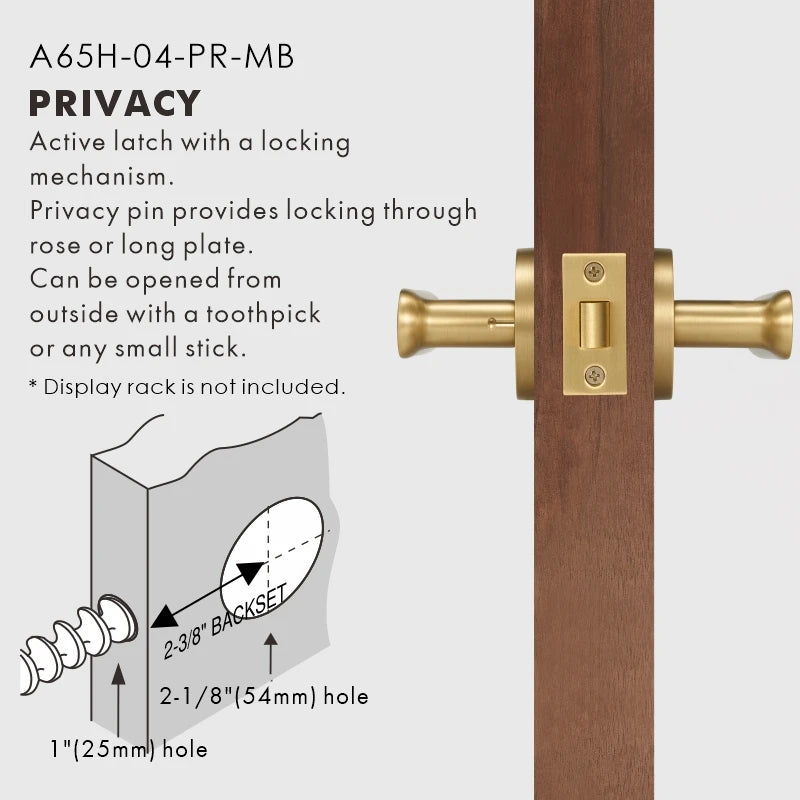 Flat Solid Brass Door Lever Set, US Standard