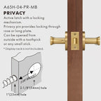 Flat Solid Brass Door Lever Set, US Standard