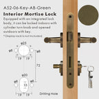 Leather Wrapped Solid Brass Door Lever Set, European Mortise