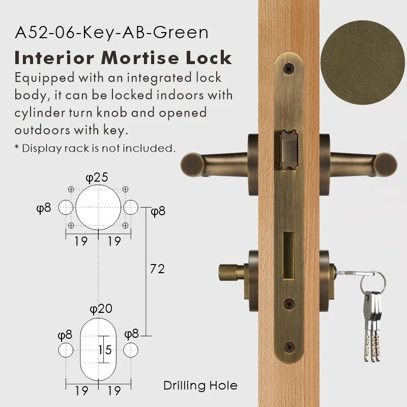Leather Wrapped Solid Brass Door Lever Set, European Mortise