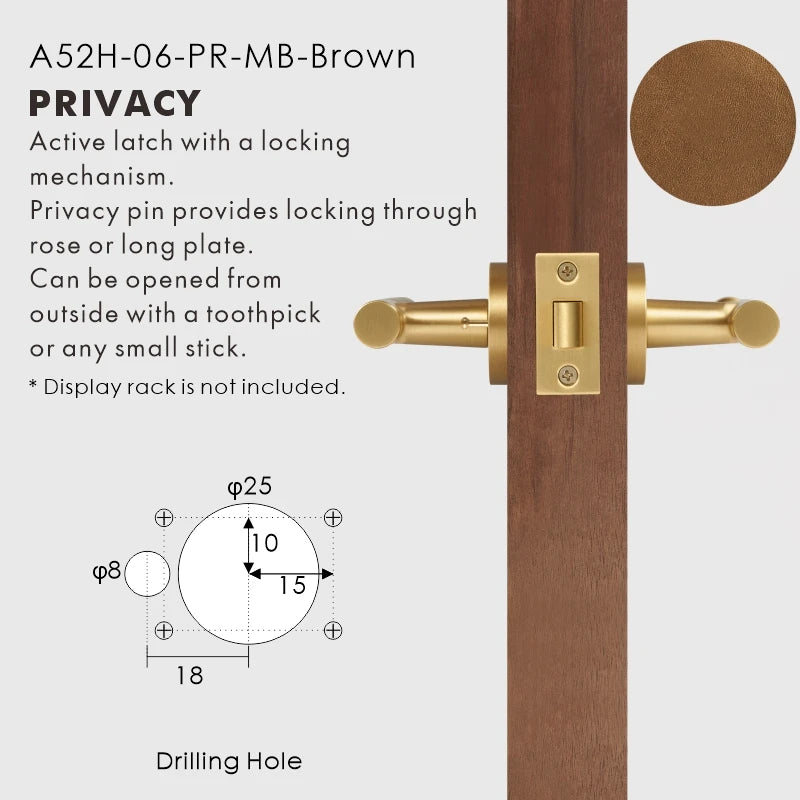 Leather Wrapped Solid Brass Door Lever Set, European Mortise