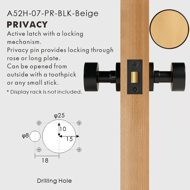 Round Solid Brass Door Knob Set, European Mortise