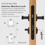 Flat Solid Brass Door Lever Set, European Mortise