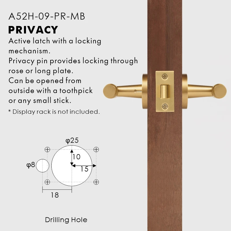 Slim Plain Solid Brass Door Lever Set, European Mortise