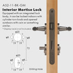 Sculpted Solid Brass Door Lever Set, European Mortise