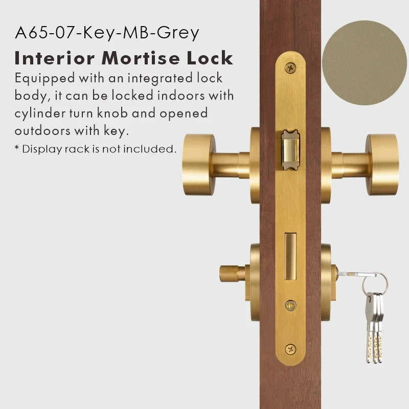 Round Solid Brass Door Knob Set, US Standard