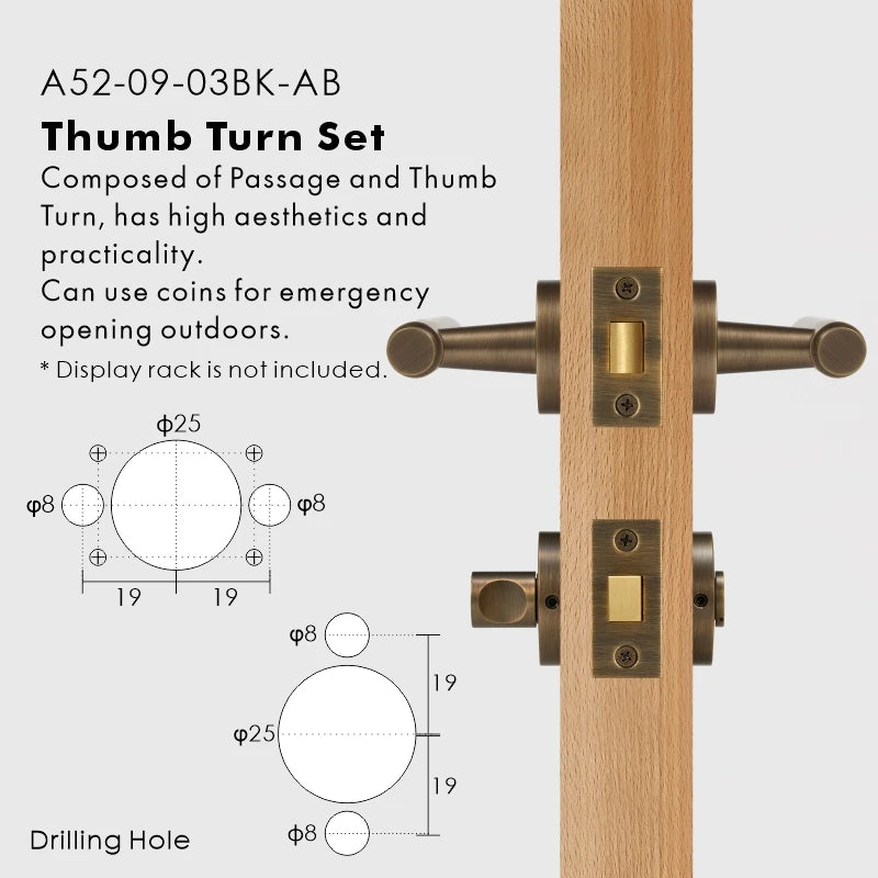 Slim Plain Solid Brass Door Lever Set, European Mortise