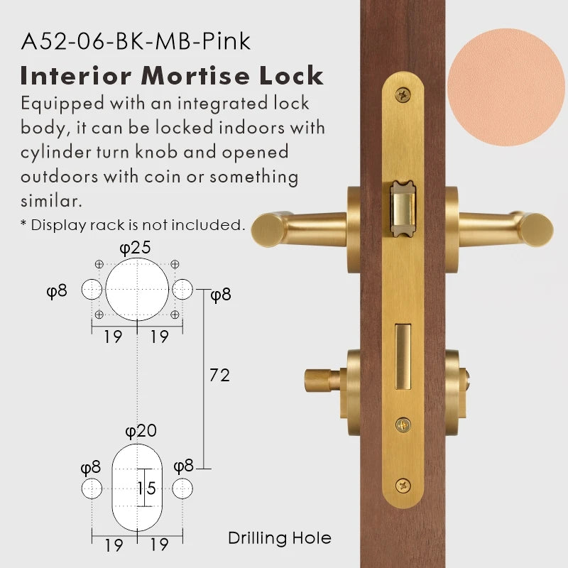 Leather Wrapped Solid Brass Door Lever Set, European Mortise