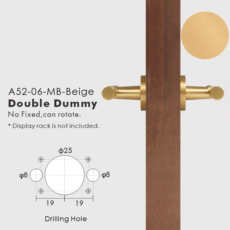 Leather Wrapped Solid Brass Door Lever Set, European Mortise