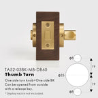 Plain Solid Brass Privacy Thumb Turn, European Mortise