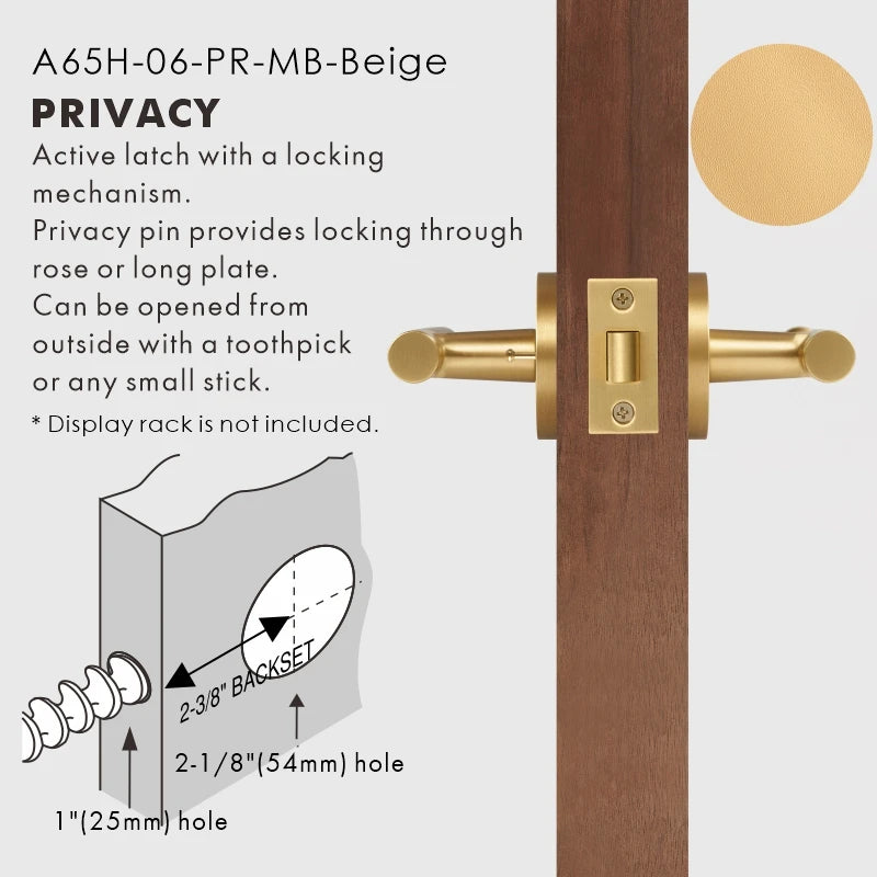 Leather Wrapped Solid Brass Door Lever Set, US Standard