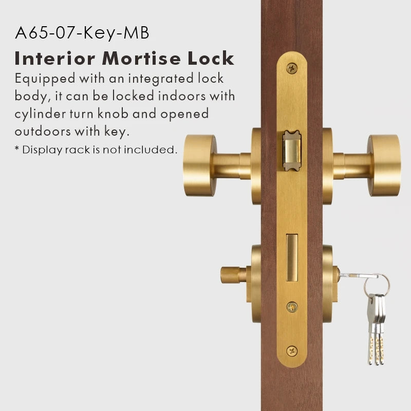 Round Solid Brass Door Knob Set, US Standard