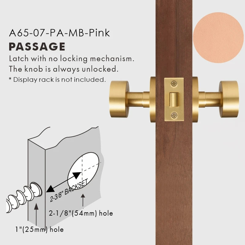 Round Solid Brass Door Knob Set, US Standard