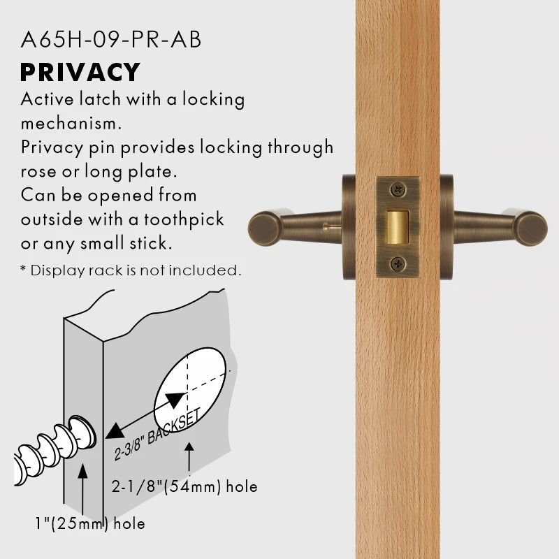 Slim Plain Solid Brass Door Lever Set, US Standard