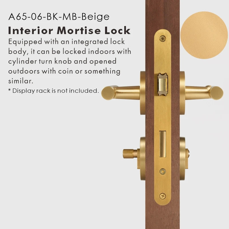 Leather Wrapped Solid Brass Door Lever Set, US Standard