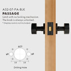 Round Solid Brass Door Knob Set, European Mortise